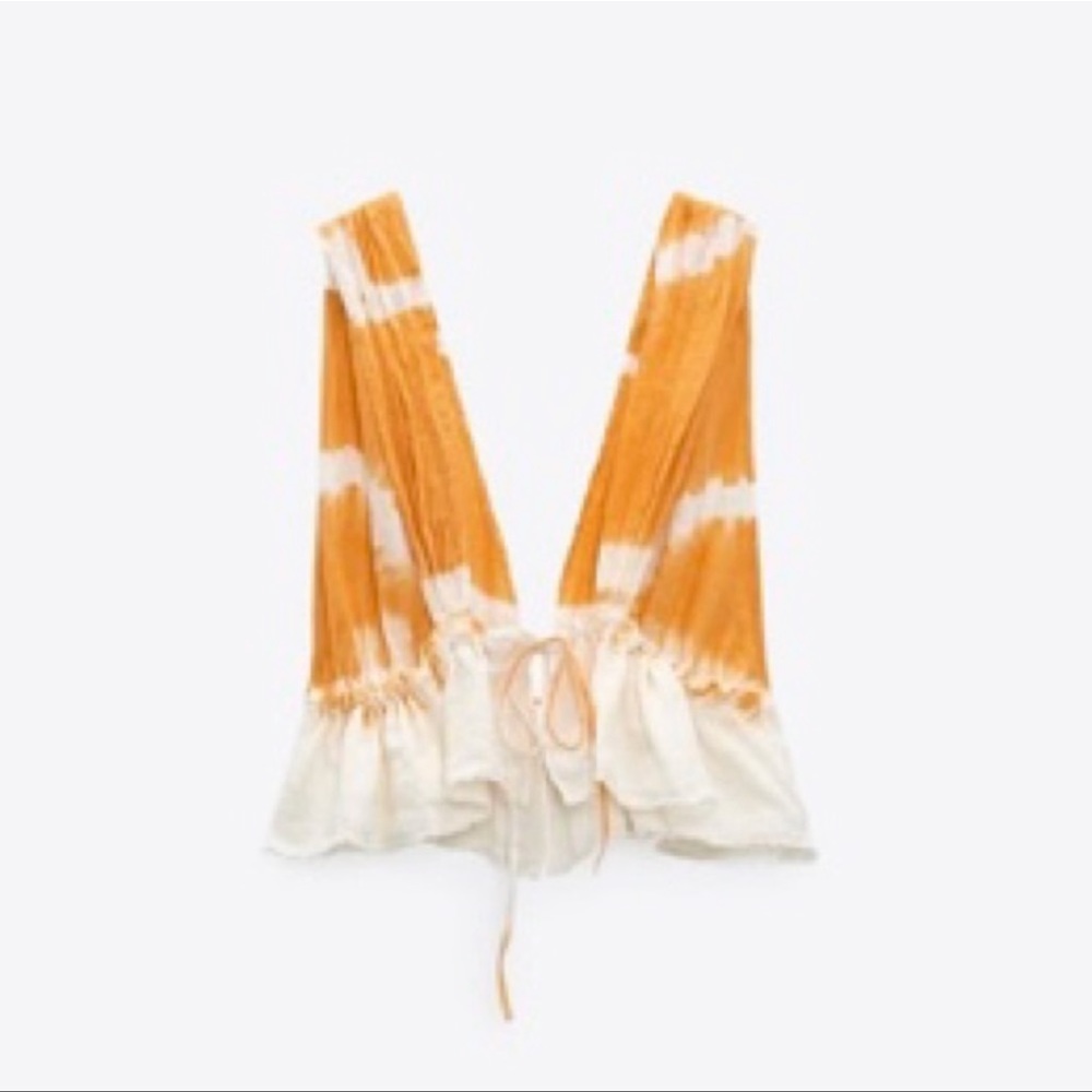 Zara orange and White tie top